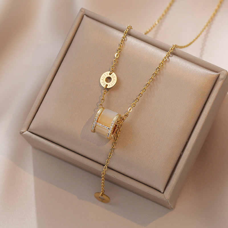 Elegant Titanium Steel Womens Necklace High End Light Luxury Collarbone Chain Jewelry for a Niche Style Statement