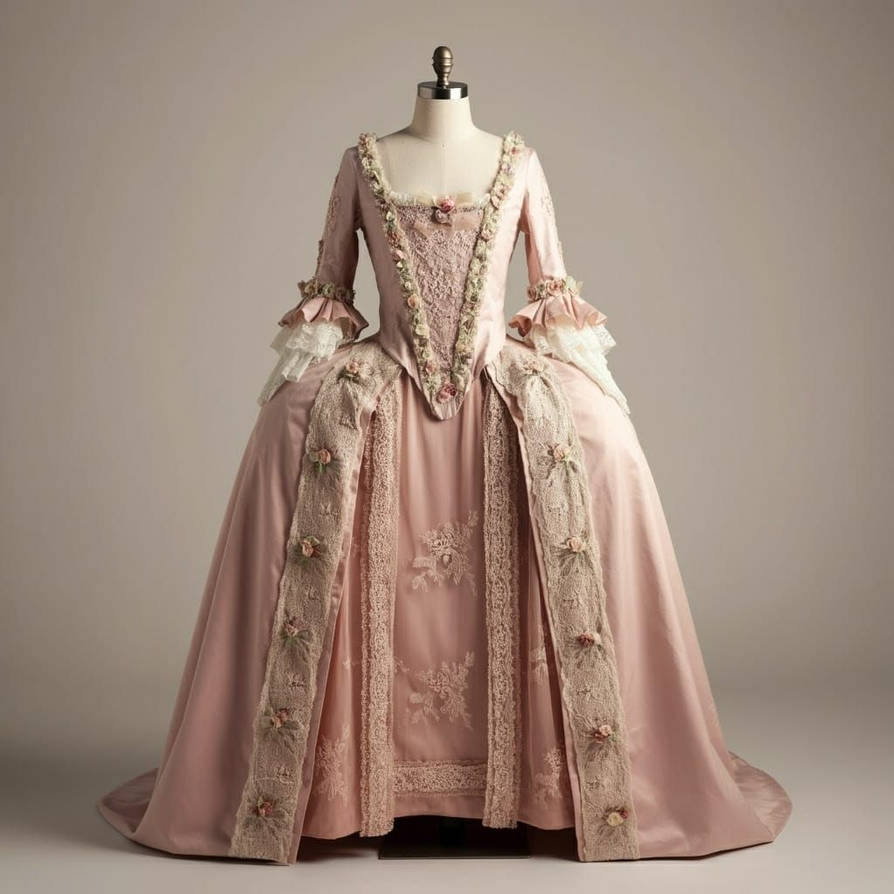18th Century Historical Prom Dresses Lace Appliques Floral Rococo Ball Gown French Queen Marie Antoinette Costume Square Neck Vintage Special Occasion