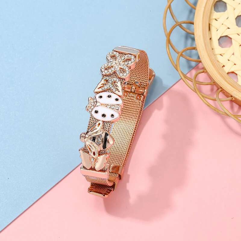 10Mm Crystal Bees Butterfly Beads Charm Bracelets DIY Stainless Steel Mesh Bracelet Pulseras Mujer For Women Men Jewelry Gift