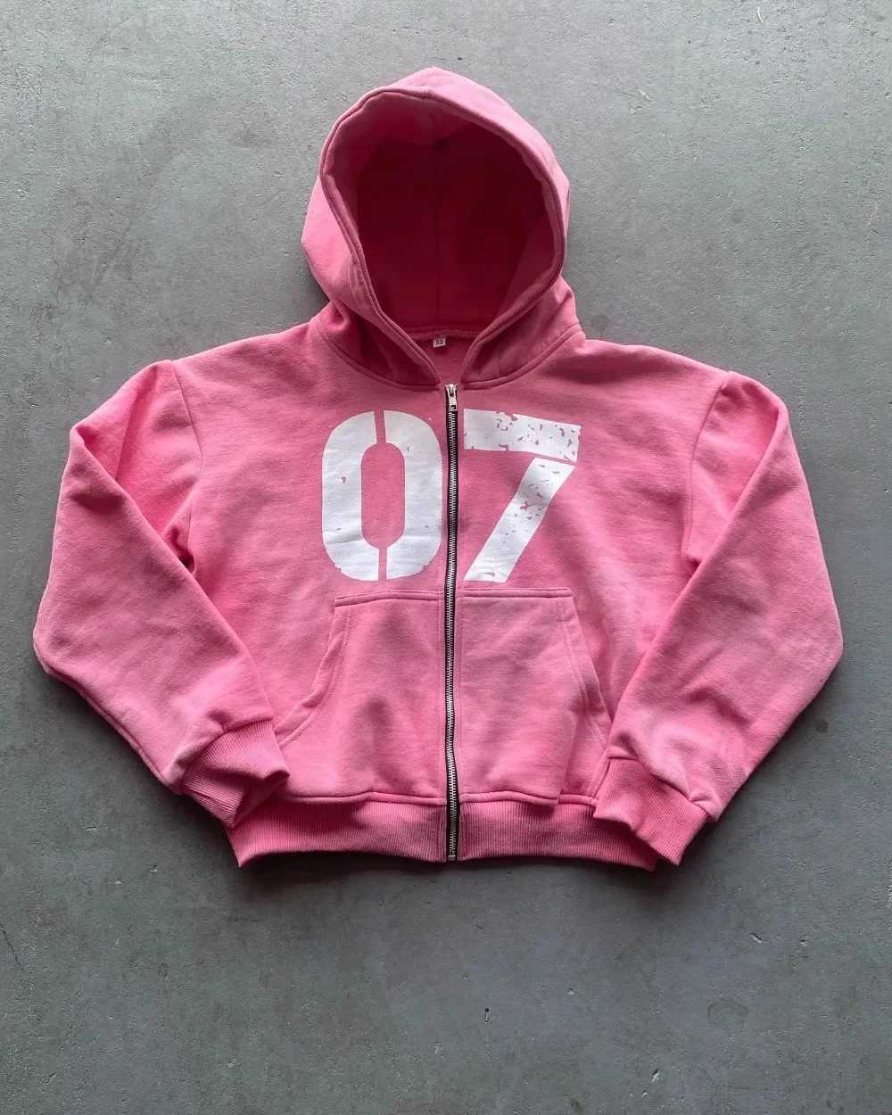 Streetwear Y2K Casual Baggy Sweatpants Drawstring Sports Pants Zipper Cardigan Fashion Digital Print Hooded Men Women Street Set X250319