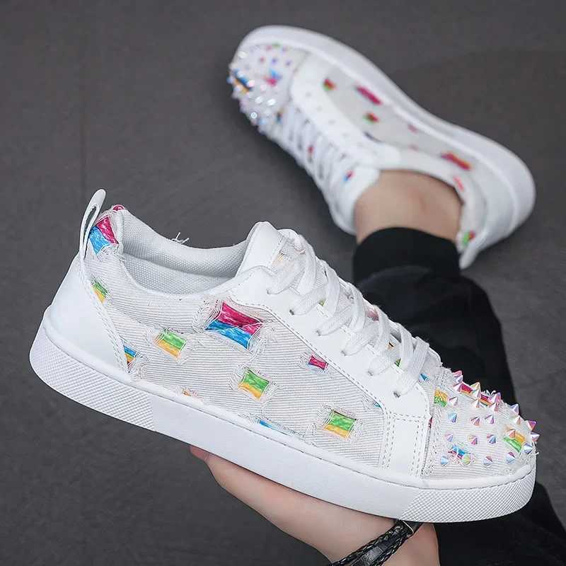 Sports shoes casual mens designer punk board shoes Fi leather canvas breathable height lifting flat white shoes Y250318