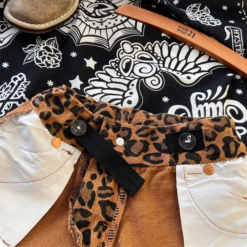 Kids Shorts Girls Summer Fashion Shorts Japanese Children Clothing Vintage Spicy Girl Shorts Leopard Print Pant 250319