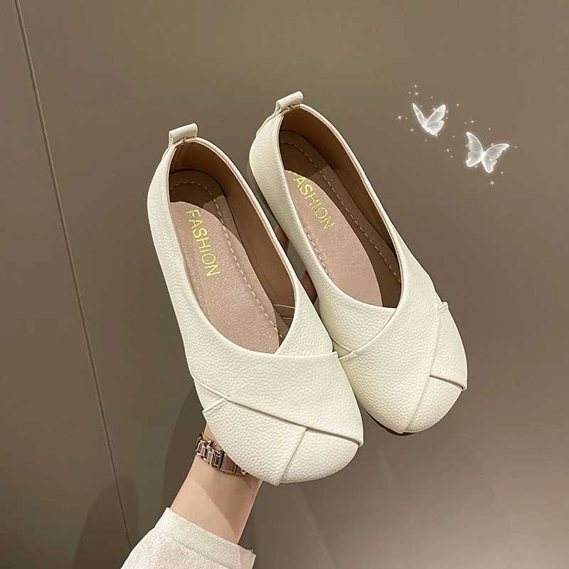 Women Slip- Leather Loafers Ladies Casual Round Toe Cute Flats Nurse Shoes Sneakers Spring Autumn Fi Ballet ShoesXJ250319