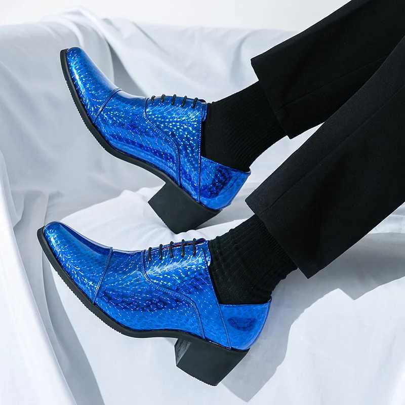 Luxury gold mens shoes elegant high-heeled leather shoes suitable for mens Pointed toe comfortable formal shoes Oxford shoesXJ250319
