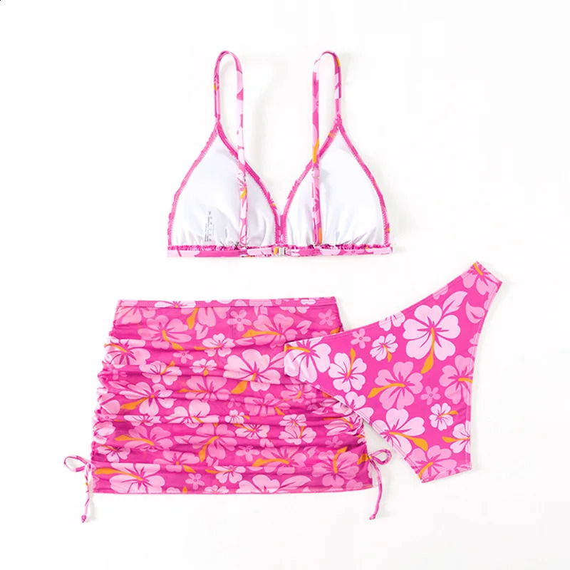 8-14years Kids Swimsuit Fashion Girl Printed three Pieces Swimsuit Swimming Suit Monokini Beach Bathing Suit 250319