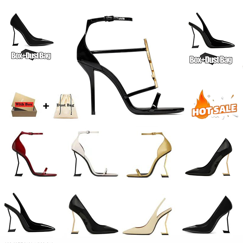 Designer Sandals High heels Luxury heels shoes Paris Dress Classics Metal Letters Women 8cm 10cm Heels Open Black Golden Gold Wedding Slingback Heels