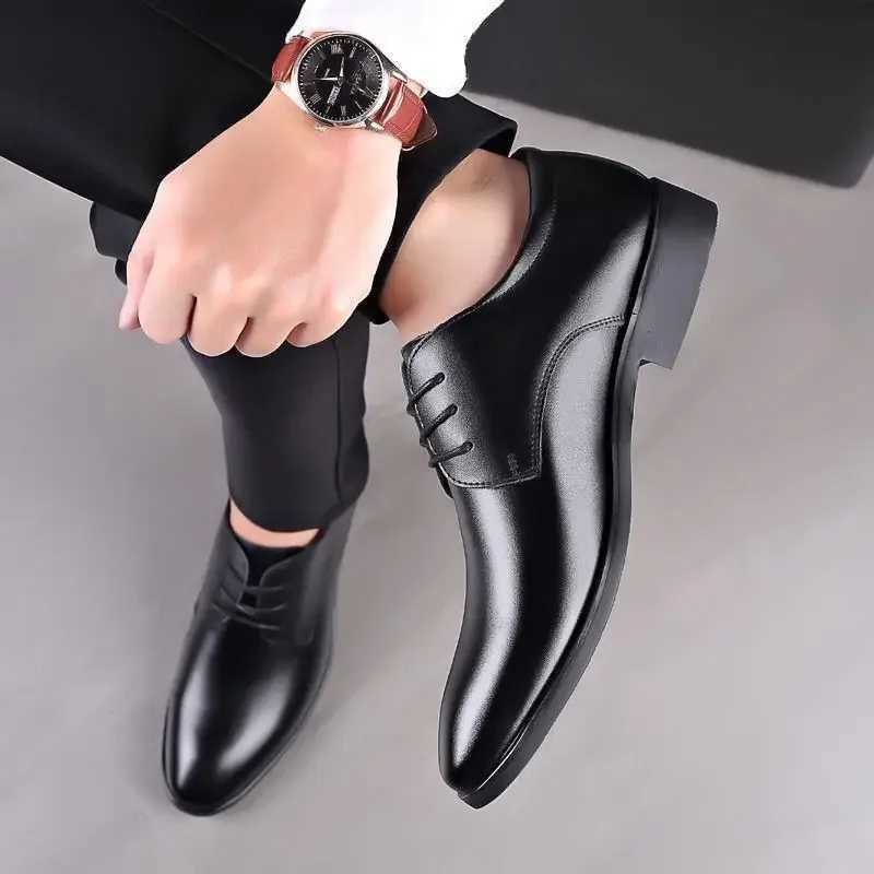 Spring Autumn Dress Shoes Man Office Pointed Toe Social Shoe for Men Suit Leather Casual Elegant and Classic 2024 Style ClothingXJ250319