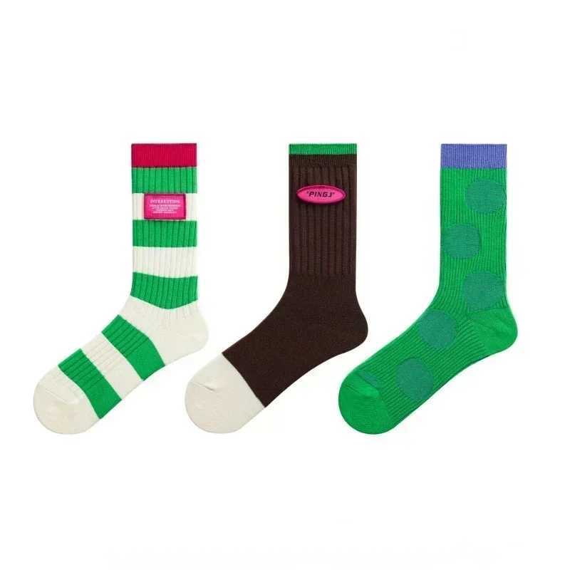 3 pairs of gift boxed womens striped socks fashionable and versatile exquisite cotton sockshandmade boneless seams X250319