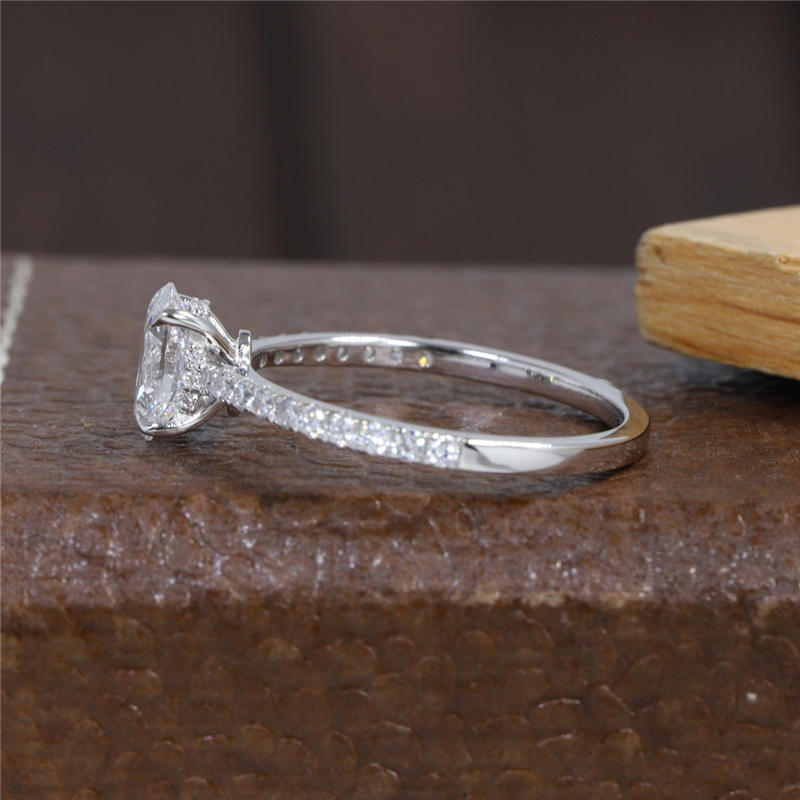 Jewelry 14K Solid Gold Oval Cut Lab Grown Diamond Engagement Half Pave Wedding Ring For Women IGI Certificate Gold Ring