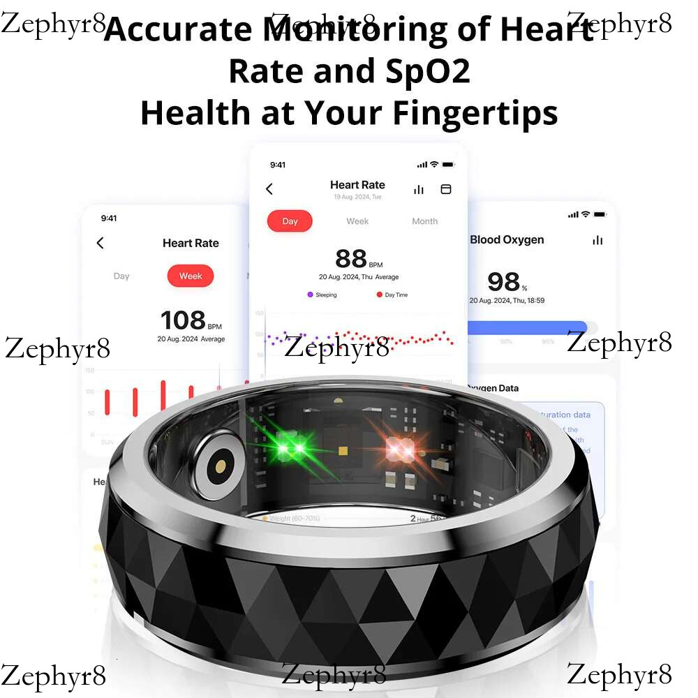 2025 New model 2024 COLMI R11 Smart Ring, Fidget Spinner Anxiety Relieve Ring with Charging Case for Men, Health Sleep Monitor, 5ATM Waterproof