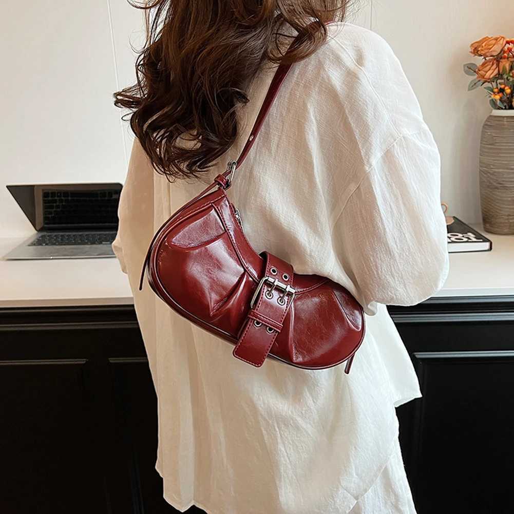 New Arrival Leather cross body bag Y2K womens clutch wallet with adjustable shoulder strap homeless bag buckle underarm wallet for travel work shoppin