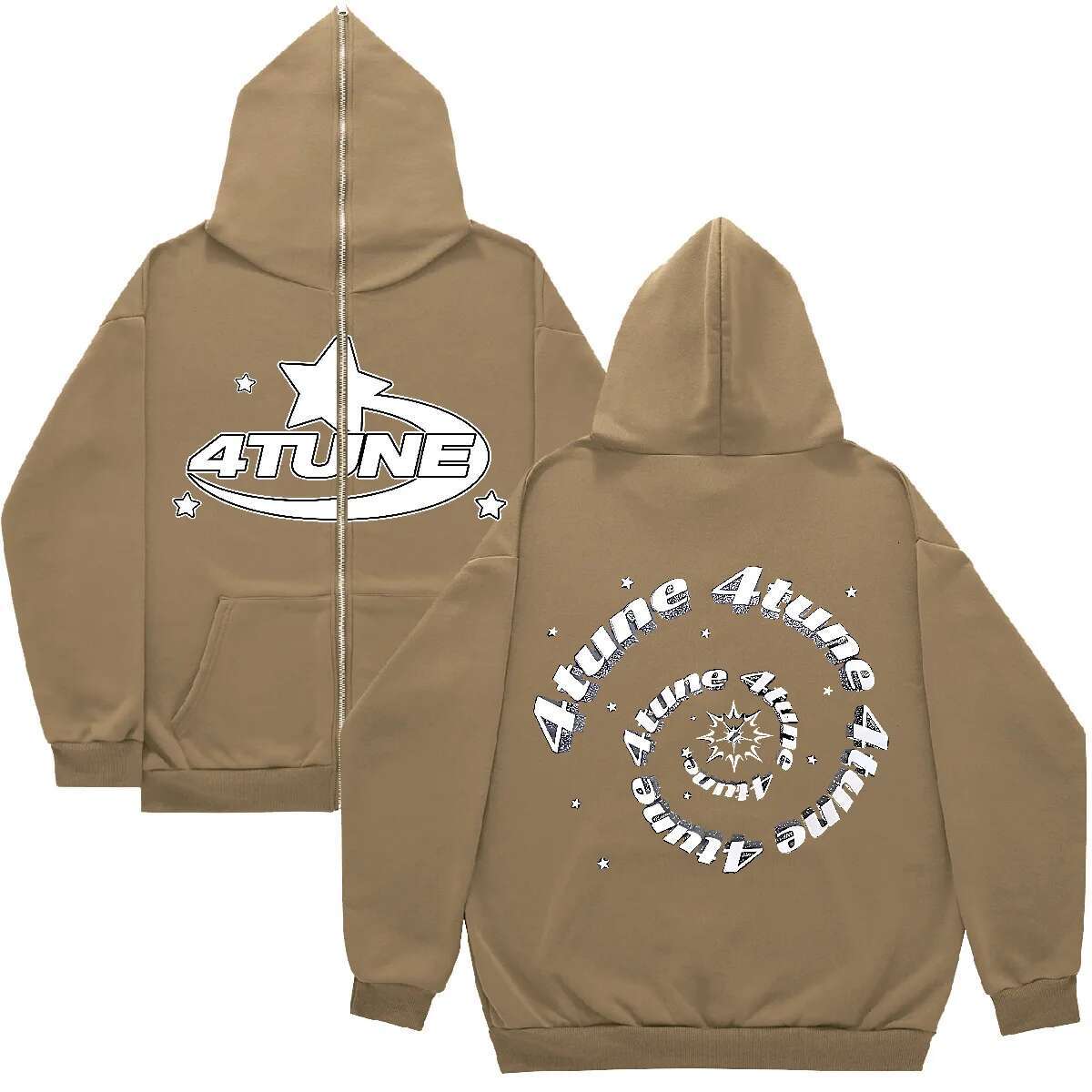 Men Star Letter Printed Hoodies Haruku High Street Hooded Sweatshirts Y2k Streetwear Hip Hop Gothic Zip Up Loose Jacket Coats