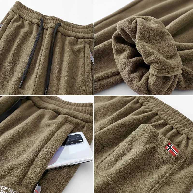 New Polar Fleece Mens Pants Drawstring Winter Sweatpants Male Warm Sport Trouser Casual Brushed Sherpa Cuffed Jogger Outdoor X250319