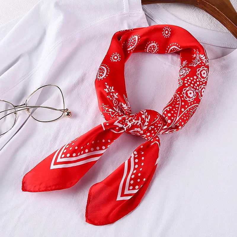 70cm Bandana Scarf For Wen Fashion Paisley Print Handkerchief Silk Satin Hijab Scarfs Fem Square Neck Scarves Dropship X250319