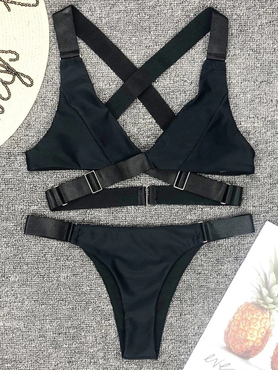 Sexy Adjust Buckle Bandage Vevlet Bikini 2025 Women Swimsuit Female Bikinis Swimwear Two Pieces Bikini set Bathing Suit Swim 250319
