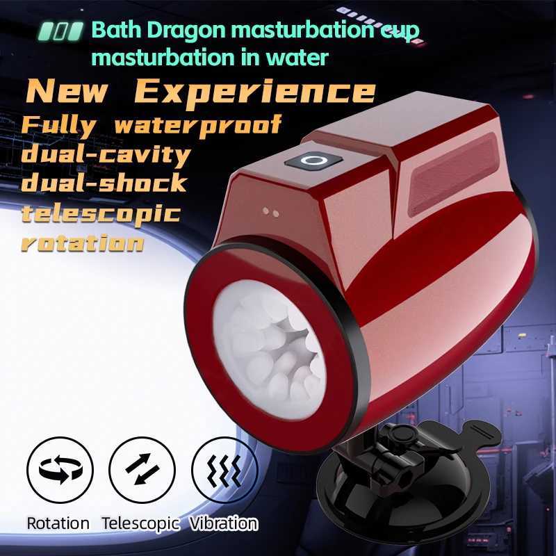 Fully waterproof double impact masturbation cup rotating telescope vibrating handheld male adult product 18+male sex toysXJ250319