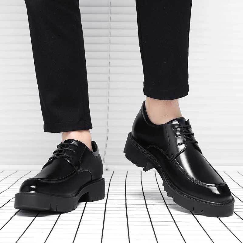 8-10cm high gain mens shoes for summer and autumn mens shoes lined with mens hollow business dresses mens elevator leather shoesXJ250319
