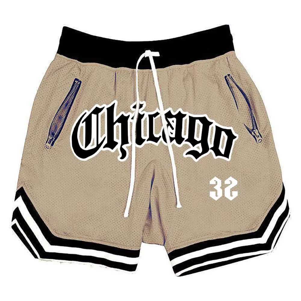 Chicago basketball shorts mens casual sports shorts breathable running training five point PantsMesh fitness shorts W250319