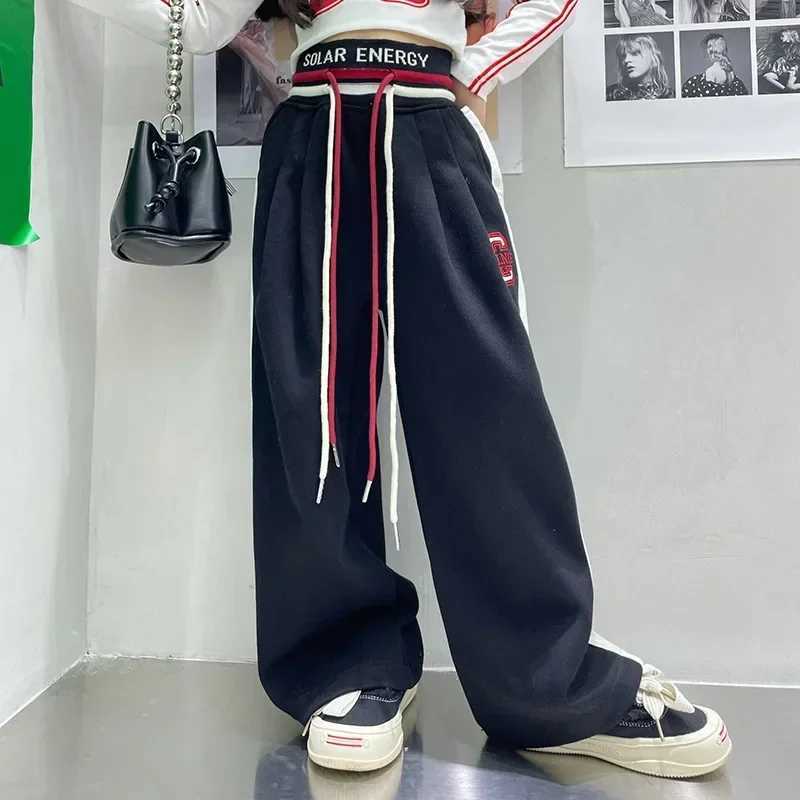 Girls Pants Letter Print Wide Leg Pants for Teenager Girl Spring Autumn Childrens Trousers Casual Style Clothes 4 6 8 10 12 YrsT250318
