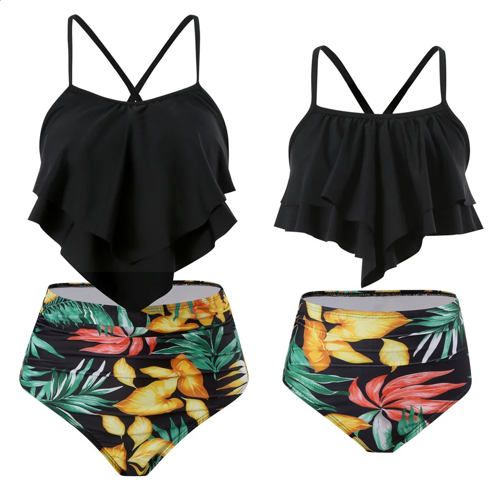 2025 Summer Mother and Daughter Bikini Swimwear Beach Bath Swimsuits Mommy and Me Clothes Matching Outfits Girls Kids Swimsuits 250319