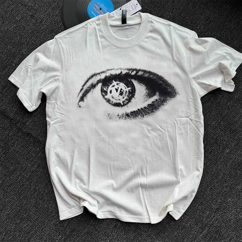 Mens T-shirt iris T-shirt cotton summer short sleeved top retro Harajuku streetwear oversized graphic fashion Korean pop clothingT250318