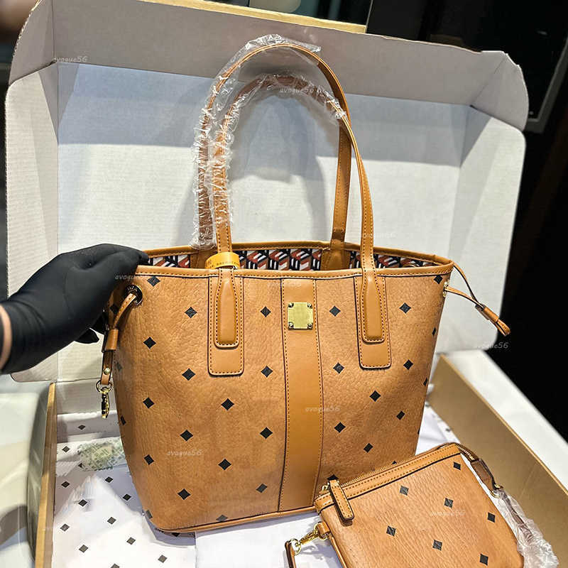 Totes Designer Women Inside Out Reversible Liz Tote Bag CM Hypnotic Cubic Pattern Coated Canvas Nappa Leather Trim Shopping Bags Lady Large Shopper With Purse