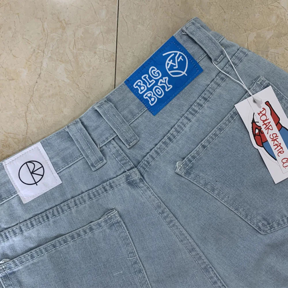 Polar Big Boy ed Jeans Y2K Pants Streetwear Gothic Cartoon Blue Pocket Retro Punk Rock High Waist Denim Trousers 250317