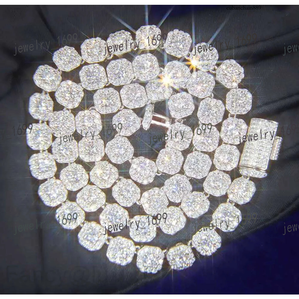 Necklace bracelet Moissanite Dia Custom Vvs Cuban k S Sier 8mm 12mm Large Tennis Chain Solid Back Hiphop