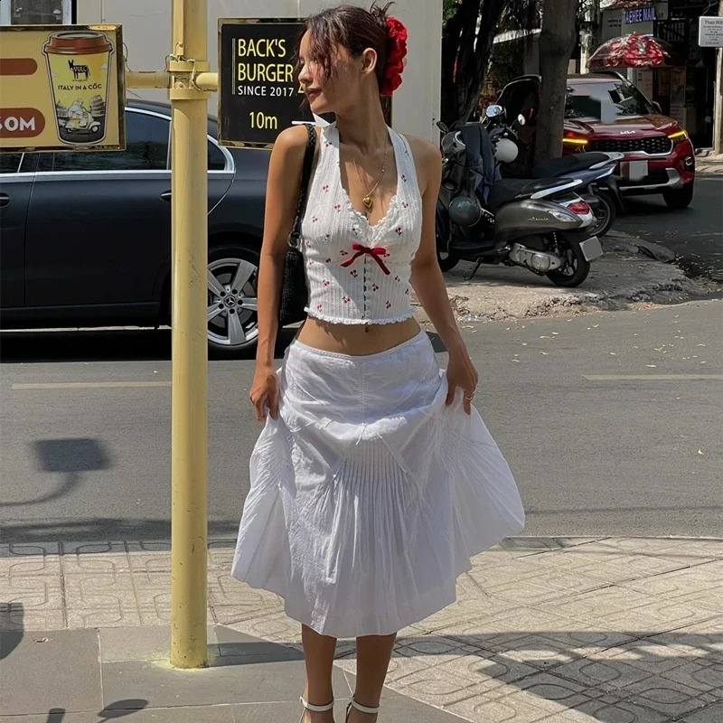 Where Mery Korean fashion printed camisole summer knitted slim fit vest street commuting casual womens clothing 250319