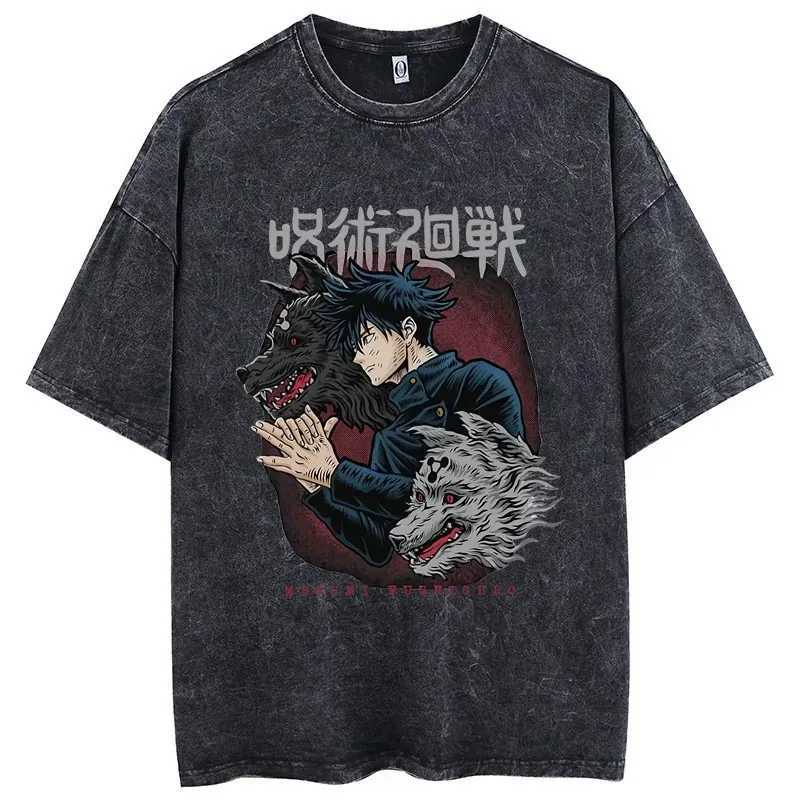 Harajuku Japanese Anime Street Clothing Graphic T-shirt Summer Short sleeved Cotton T-shirt Jujutsu Kaisen Printed Retro Washable T-shirtT250318