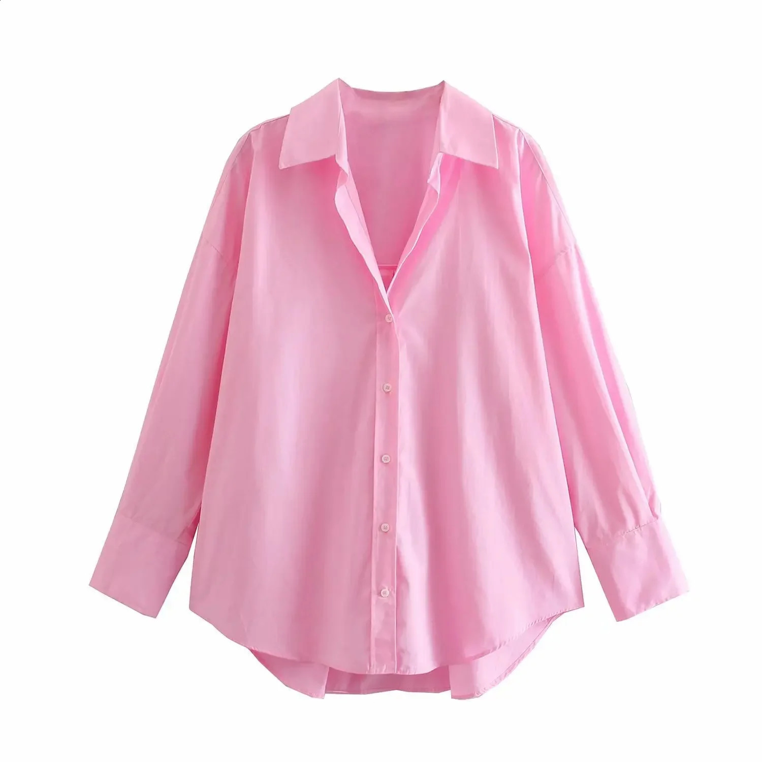 Autumn Womens Elegant Street Style Casual Loose Multi Color Poplin Shirt 250318