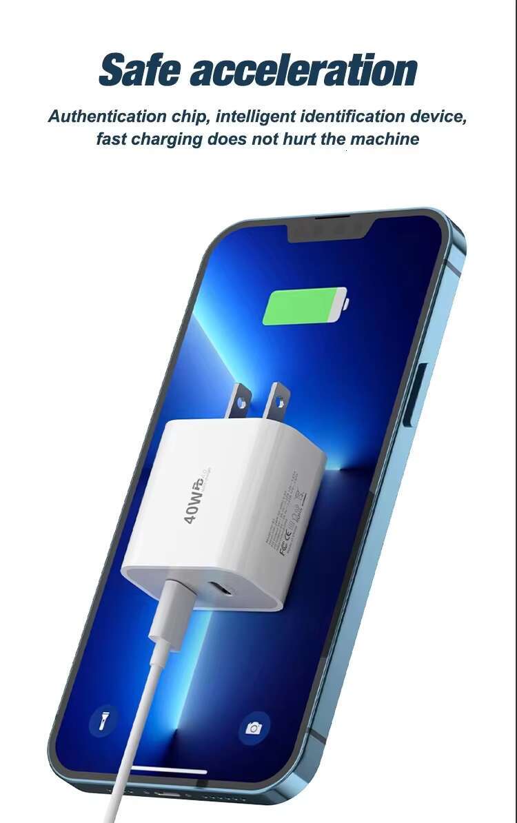 PD 40W Fast Charging Charger for IPhone Samsung EU US Plug 20W Dual USB C Type Quick Charge Adapter Mobile Phone Travel Chargers