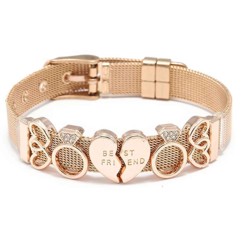 Fashion Stainless Steel Mesh Bracelets Original DIY Best Friend Beads Buckle Keeper Bracelets For Women Men Friend Jewelry Gift