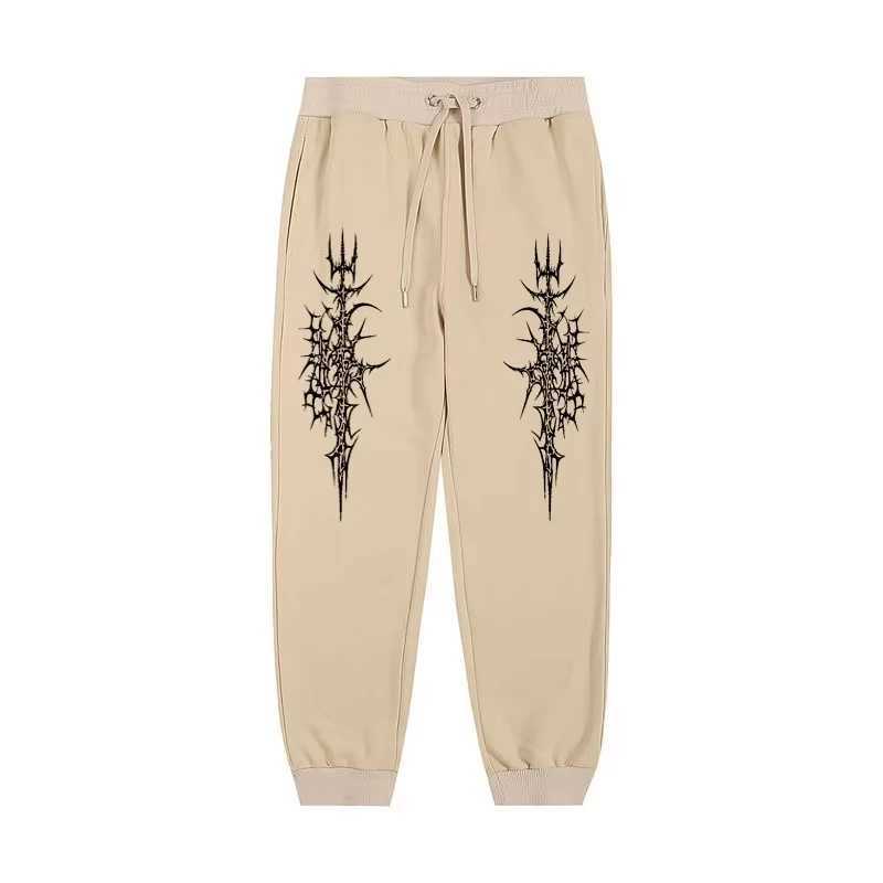 Mens Gothic style Thorn print casual sports pants - Comfortable fit drawstring waistband polyester blend perfect choice for X250319
