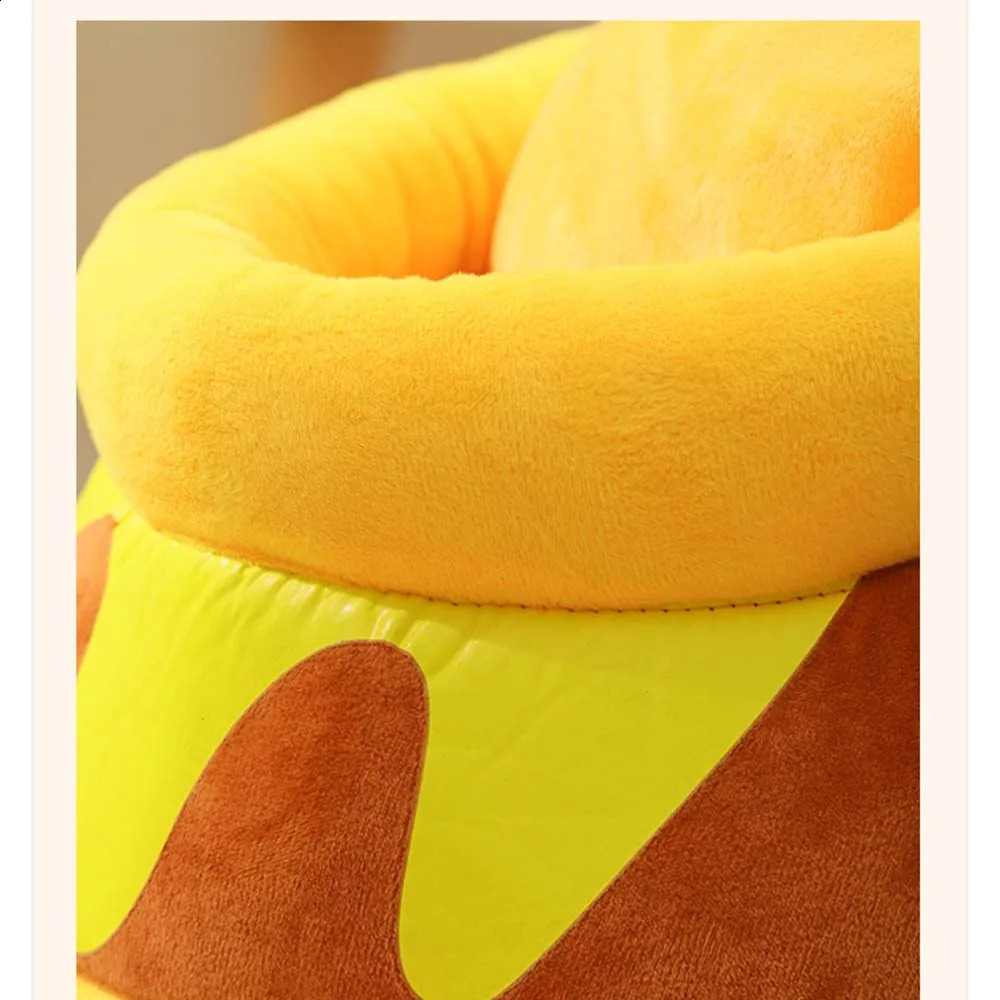 Cute cat bed plush cartoon warm pad basket honey can shaped cave pet house mini dog rabbit net 250312