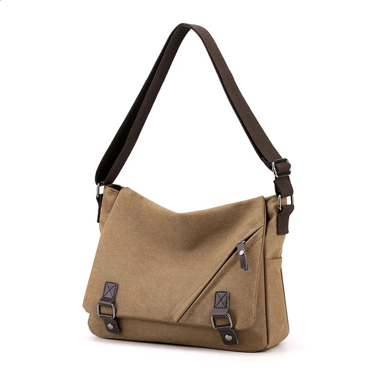 KVKY Cotton Canvas Cross Bag Mens Solid Single Shoulder Mens Messenger Bag Small Square Black Travel Handbag 250318