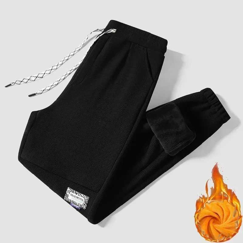 2024 Winter Thick Fleece Jogger Pants Men Stretch Casual Trouser Male Plus Size Sports Loose Comfy Gray Sweatpant Large Big 10XL X250319