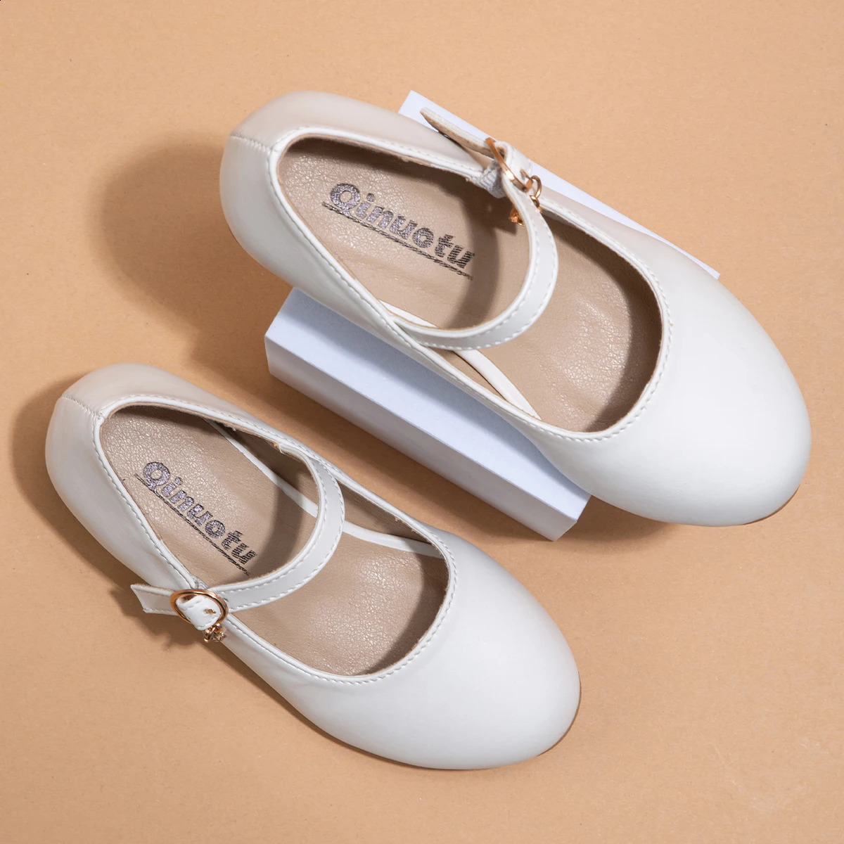 Children Girls Leather Shoes White Princess High Heel For Kids Performance Dress Student Show Dance Sandals 2637 250319