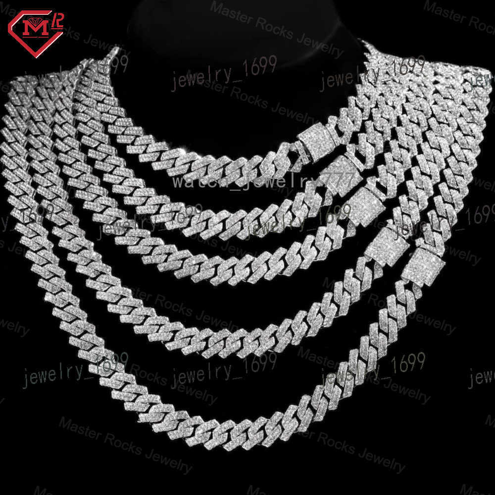 Hot Selling 10MM Miami Cuban Link Chain 925 Sterling Silver Iced Out Hiphop Custom Moissanite Cuban Link Chain
