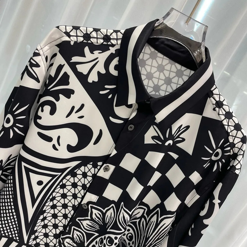 Spring and Autumn Fashion Youth Leisure Travel Digital Printed Mens Long Sleeve Shirt 250317