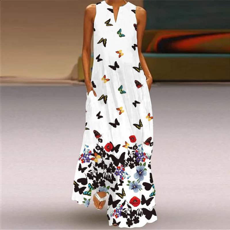 Summer Long Dress Womens Elegant Robe Party Sleeveless Casual Sundress Vintage y2k Vestidos Para Mujer S-5XL 250319