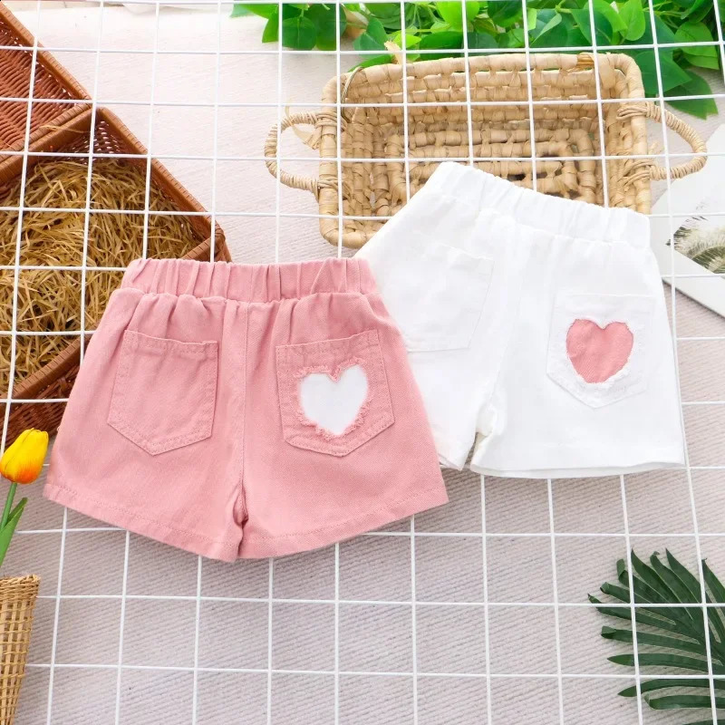 2025 Summer Kids Wears Pink Children Shorts Baby Cotton Pants Girls Pant Cartoon Children Casual Pants 3-6 Years 250319