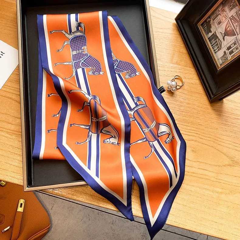 Elegant Horse Graphic Ribbon For Wen Soft Cozy Imitation Silk Scarf Classic Versatile Shawl Length Fashion Wrap X250319