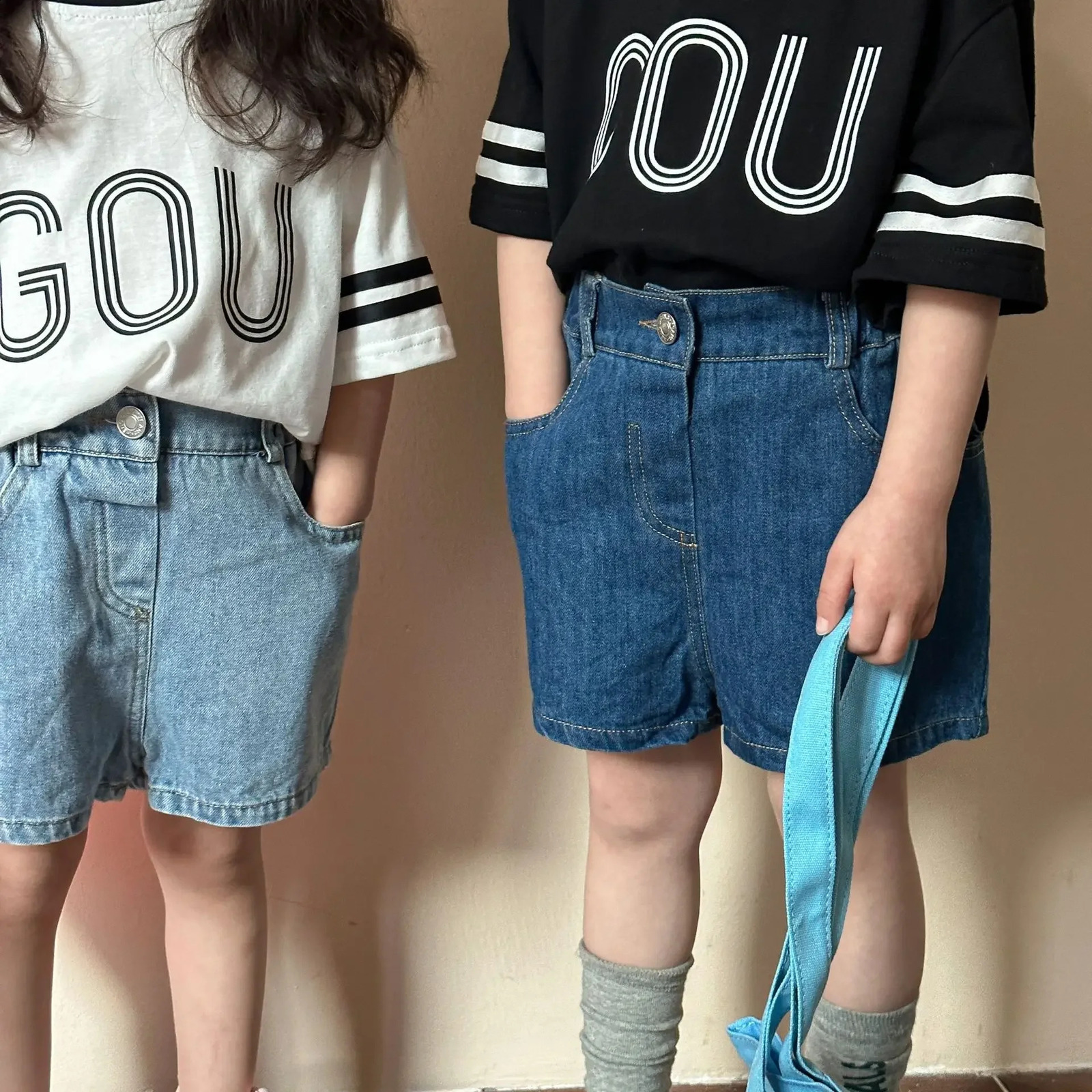 22005 Children Denim Pant Summer Baby Boys Tooling Denim Shorts Simple All Match Pants Kids Short 250319