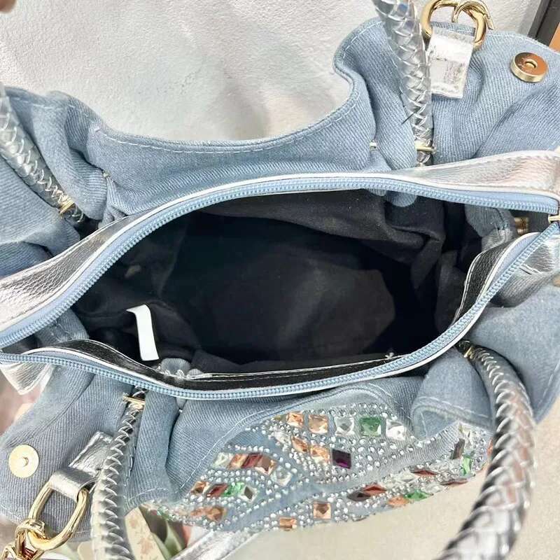 2025 New Korean Mini Fashion Double Set Canvas Handbag Designer Girls' Trendy Bag Trendy Cowboy Blue Trendy Handbag
