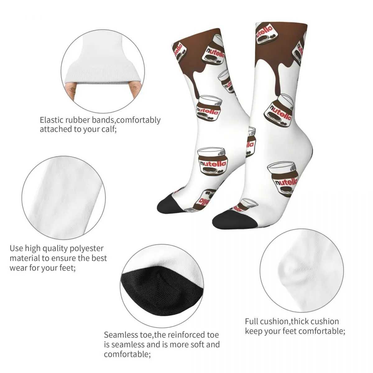 Chocolate food cartoon nut socks mens and womens spring long socks polyester X250319