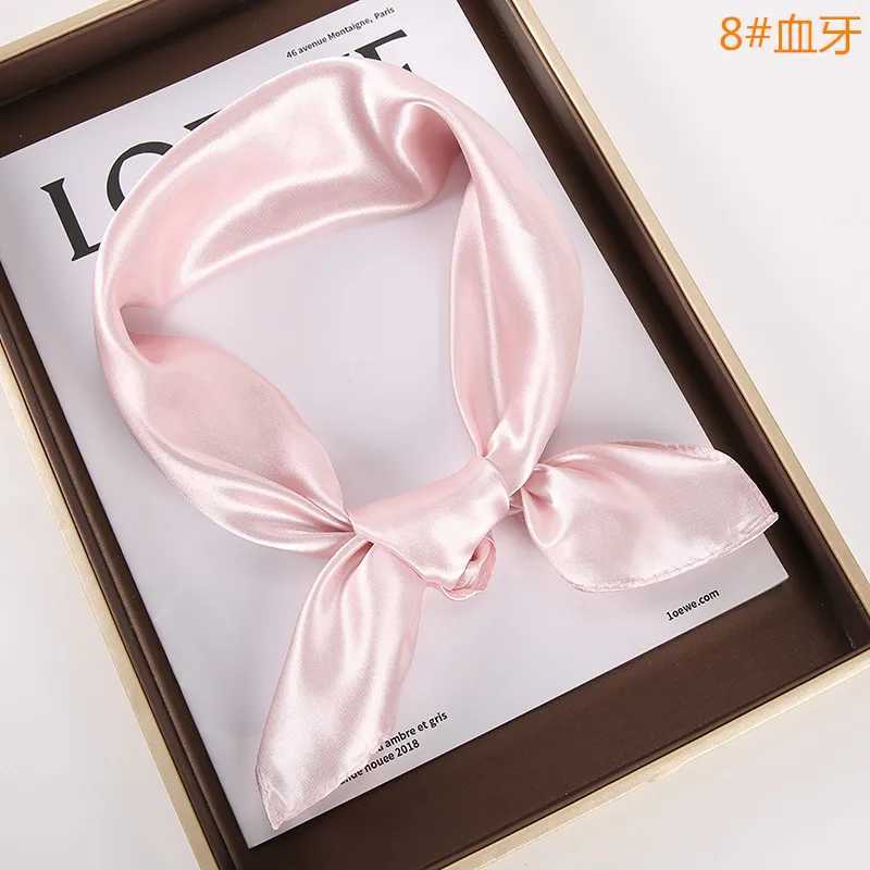 New solid 60x60cm square scarf single simulated silk glossy satin performance scarf party gift X250319