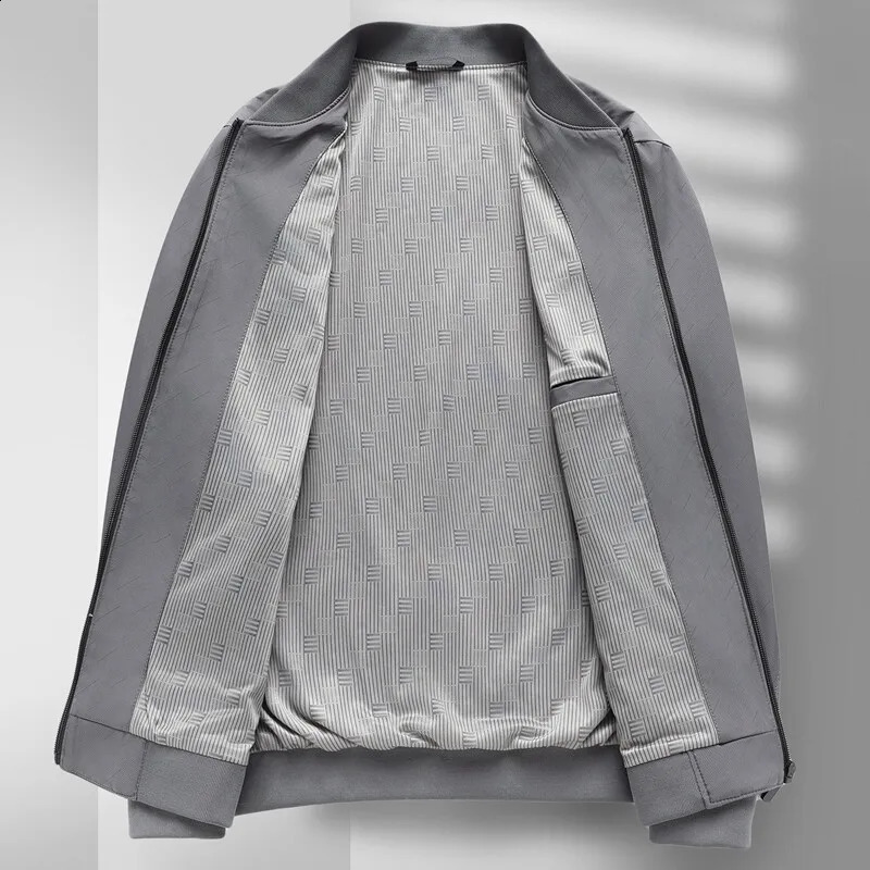 Classic Baseball Collar Solid Color Business Casual Zipper Jacket Mens Wear 250317