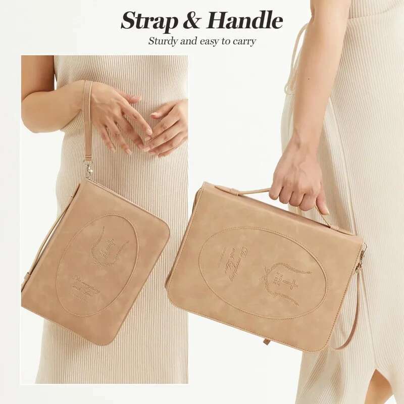 Bible Women - Large Cover With Handle And Pockets, Stylish Carrying Study , Lea