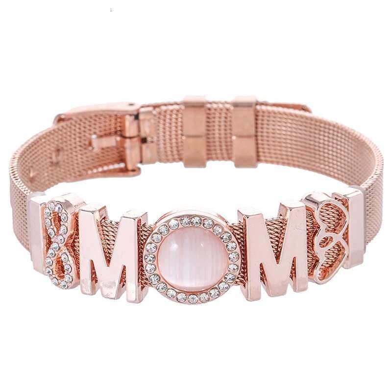New 10mm Infinite Love MOM Beads Stainless Steel Mesh Bracelets DIY Charm Keeper Bracelets Bangle For Women Mother Jewelry Gift